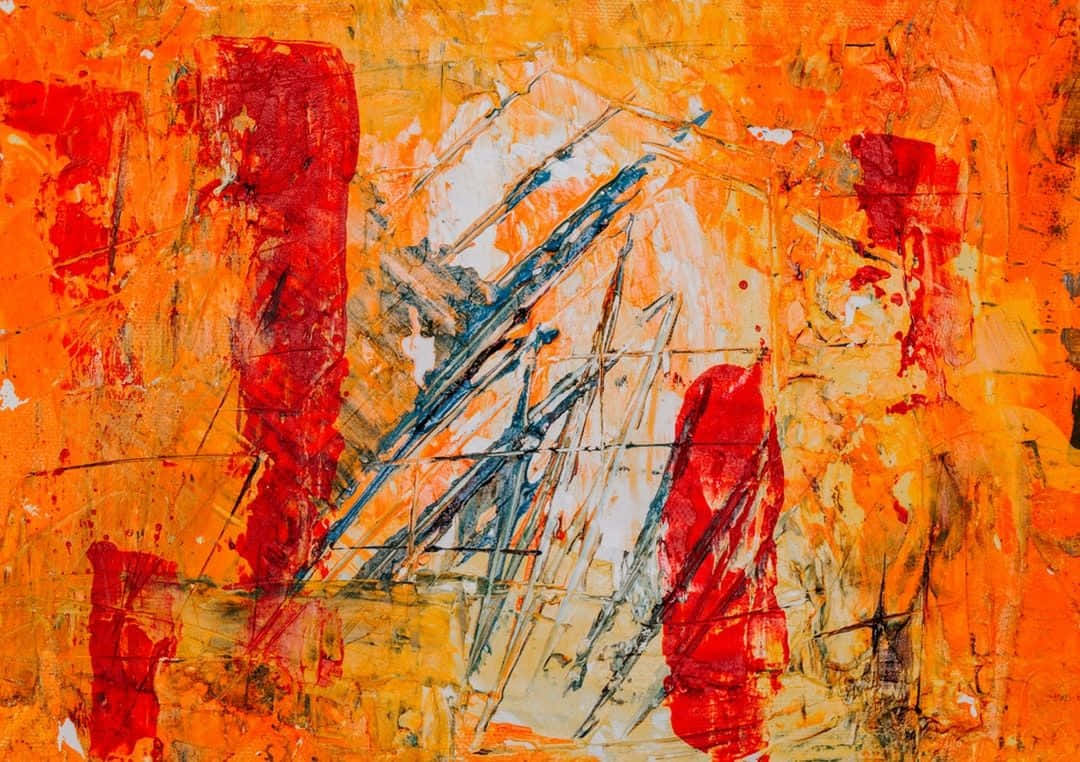 Contemporary Art, red, orange, SD Desktop Wallpaper