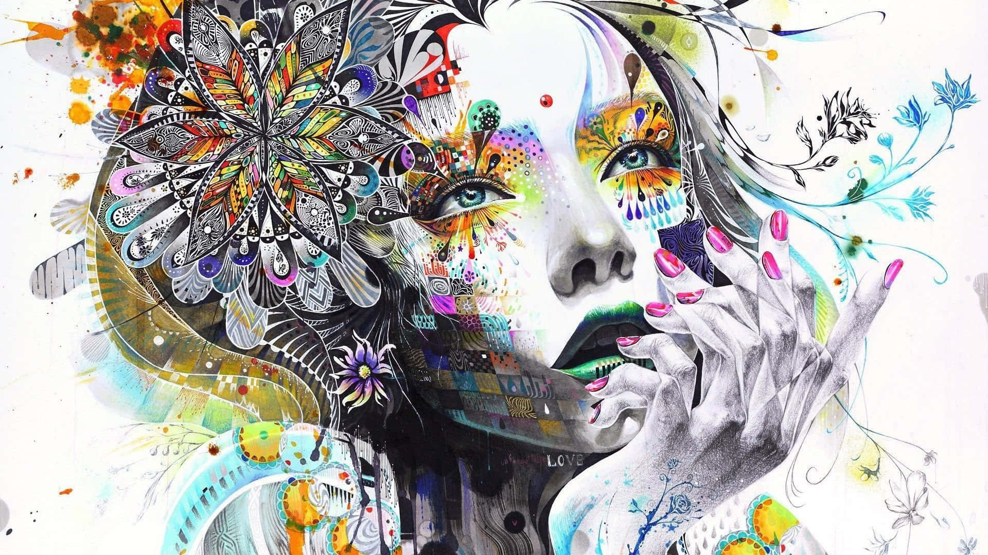 contemporary art, vibrant surreal portrait, woman, Full HD Desktop Wallpaper