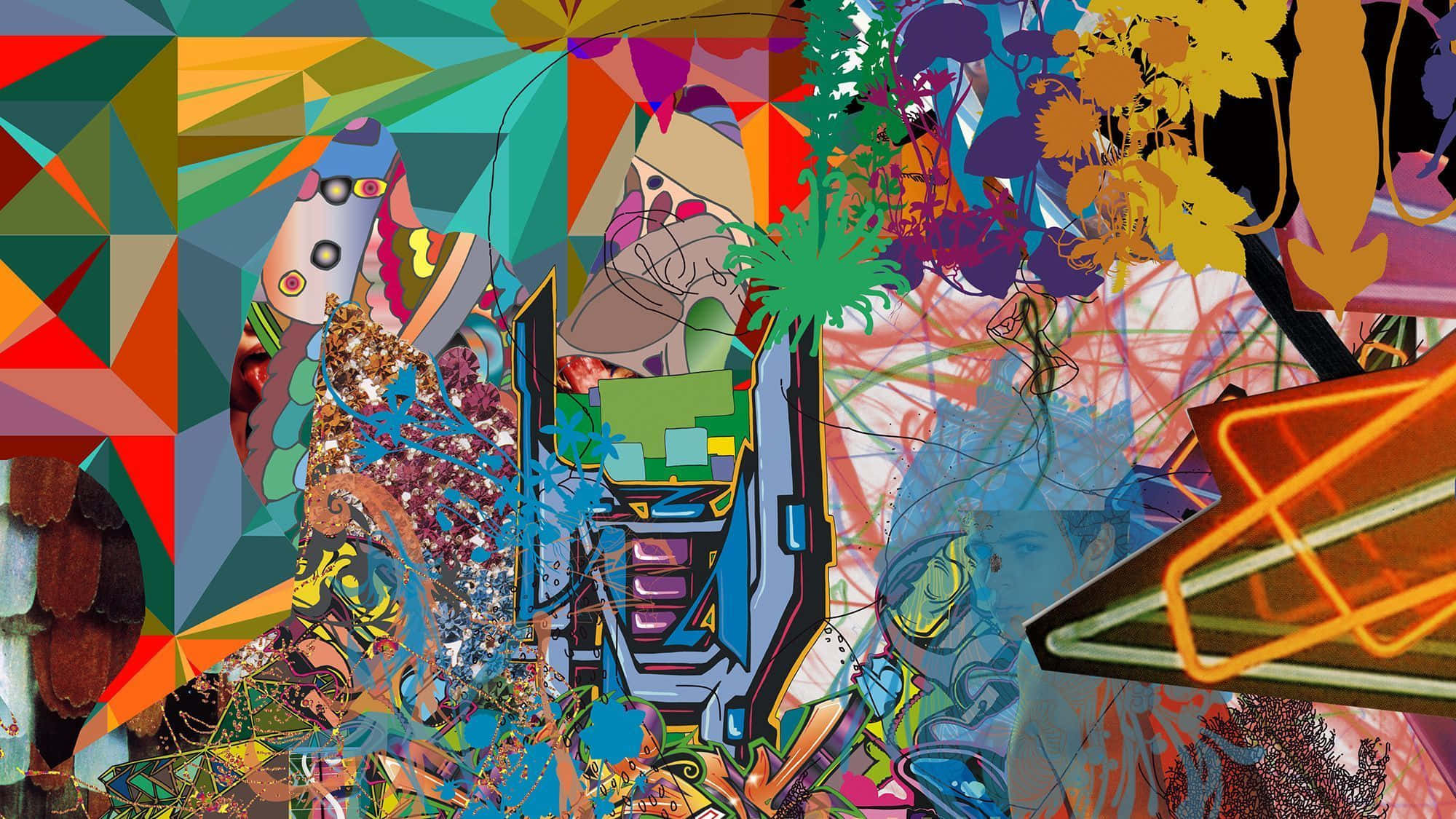 Contemporary Art, abstract digital artwork, geometric shapes, Full HD Desktop Wallpaper