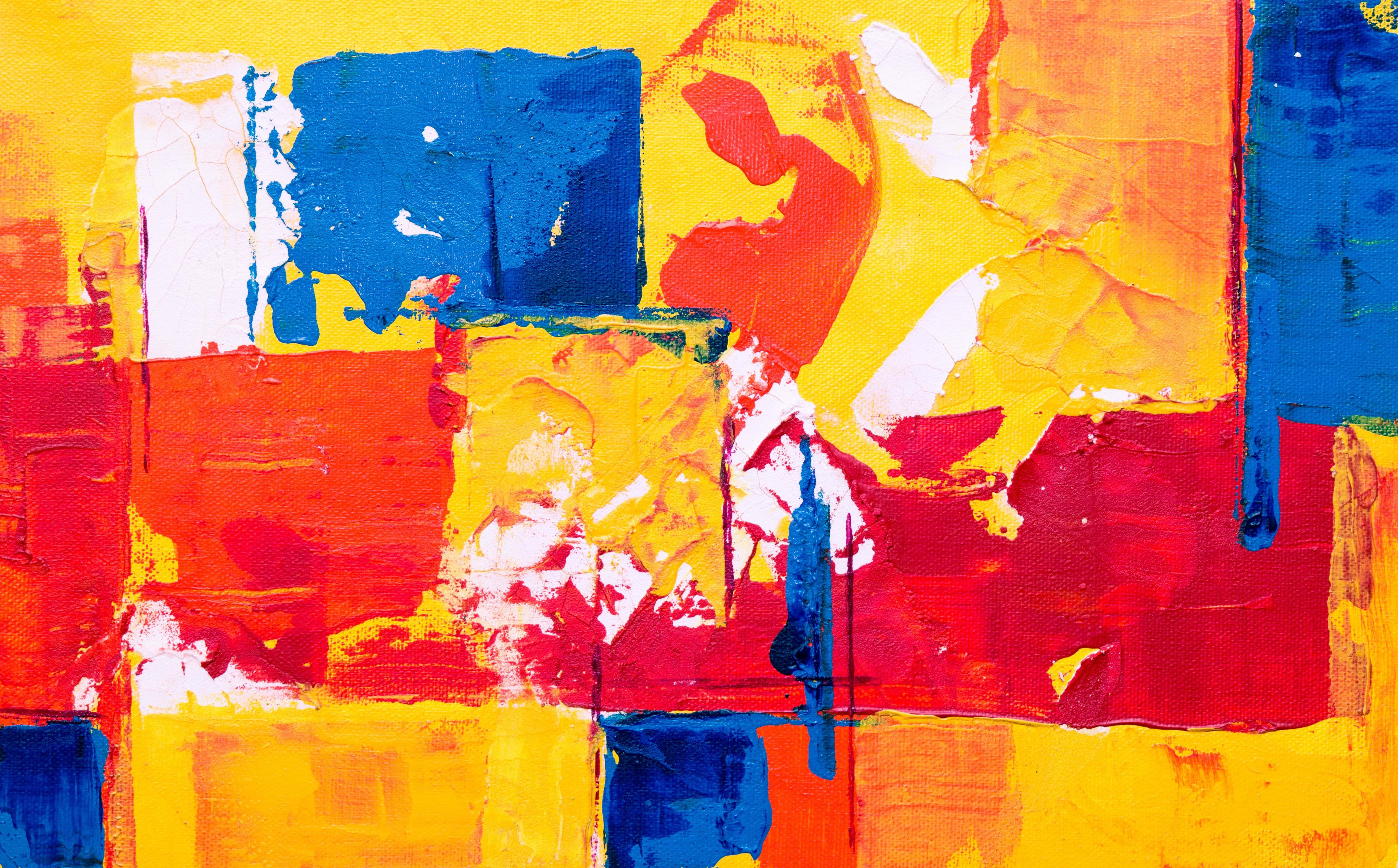 Contemporary Art, yellow, red, 5K Desktop Wallpaper