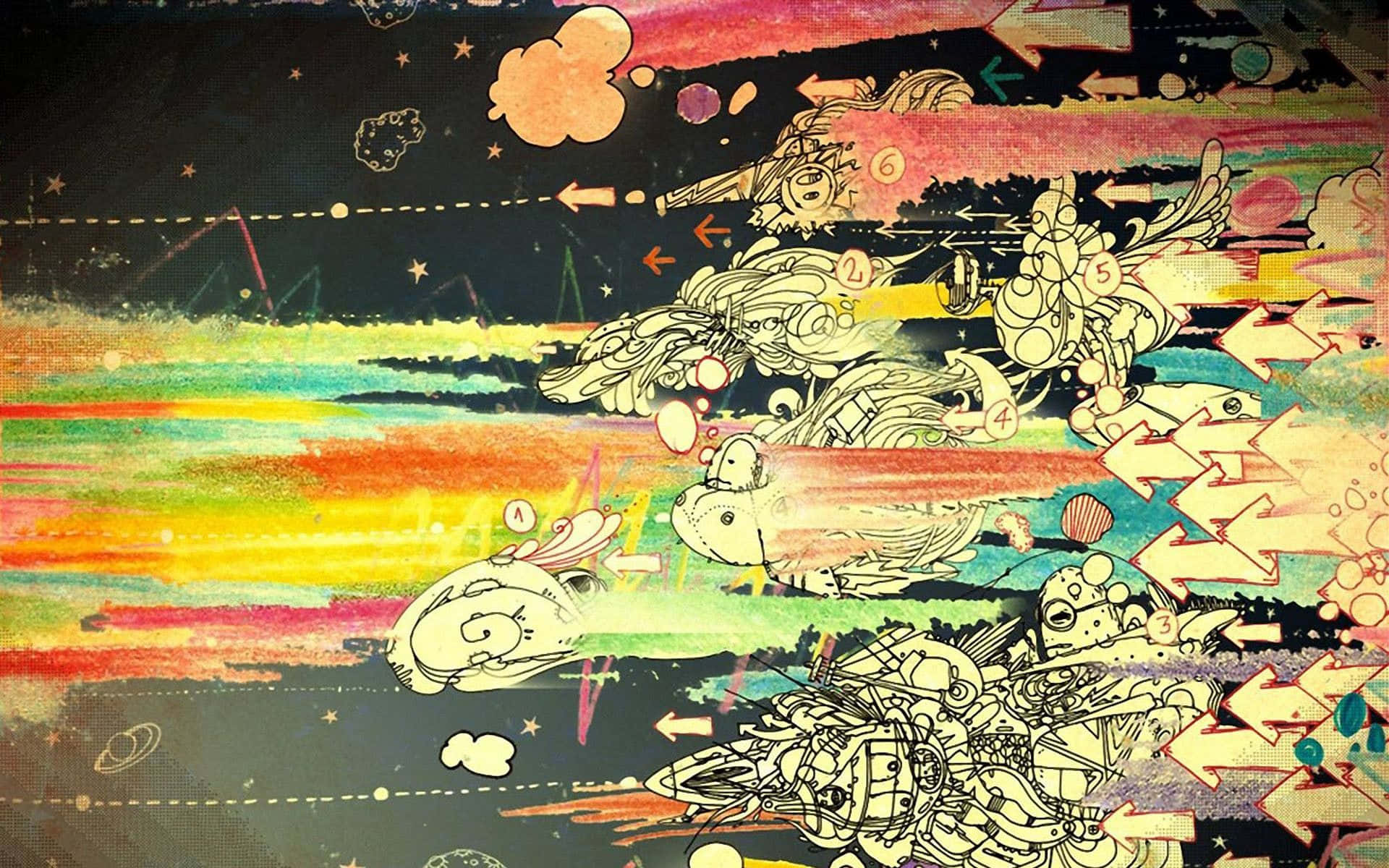 contemporary art, cosmic tunnel, rainbow light, Full HD Desktop Wallpaper