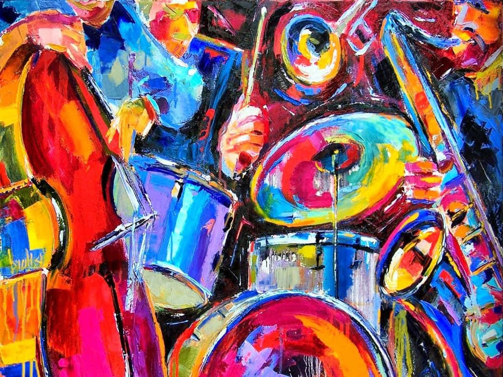 Contemporary Art, jazz musicians, bold brushstrokes, SD Desktop Wallpaper