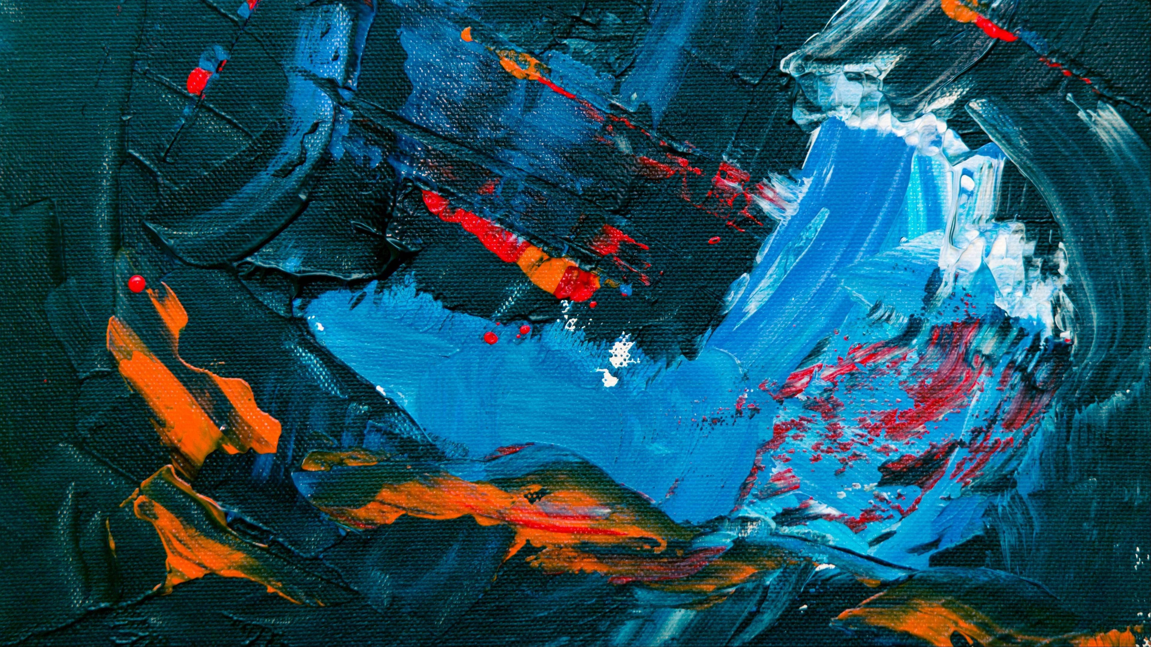 abstract painting, thick textured brushstrokes, deep blue black, 4K Desktop Wallpaper
