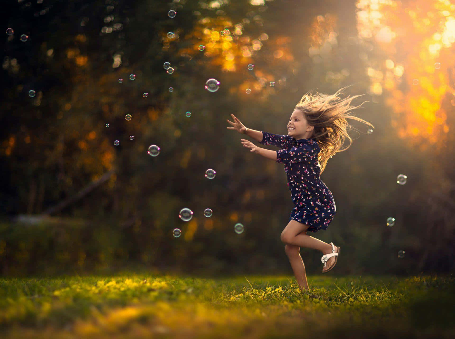 Serene Countryside Landscape, sunlit field, joyful girl, Full HD Desktop Wallpaper
