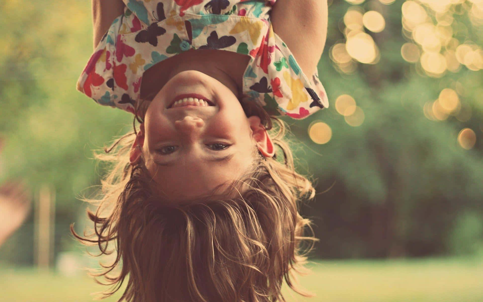 Serene Forest Scenery, joyful child, upside down, Full HD Desktop Wallpaper