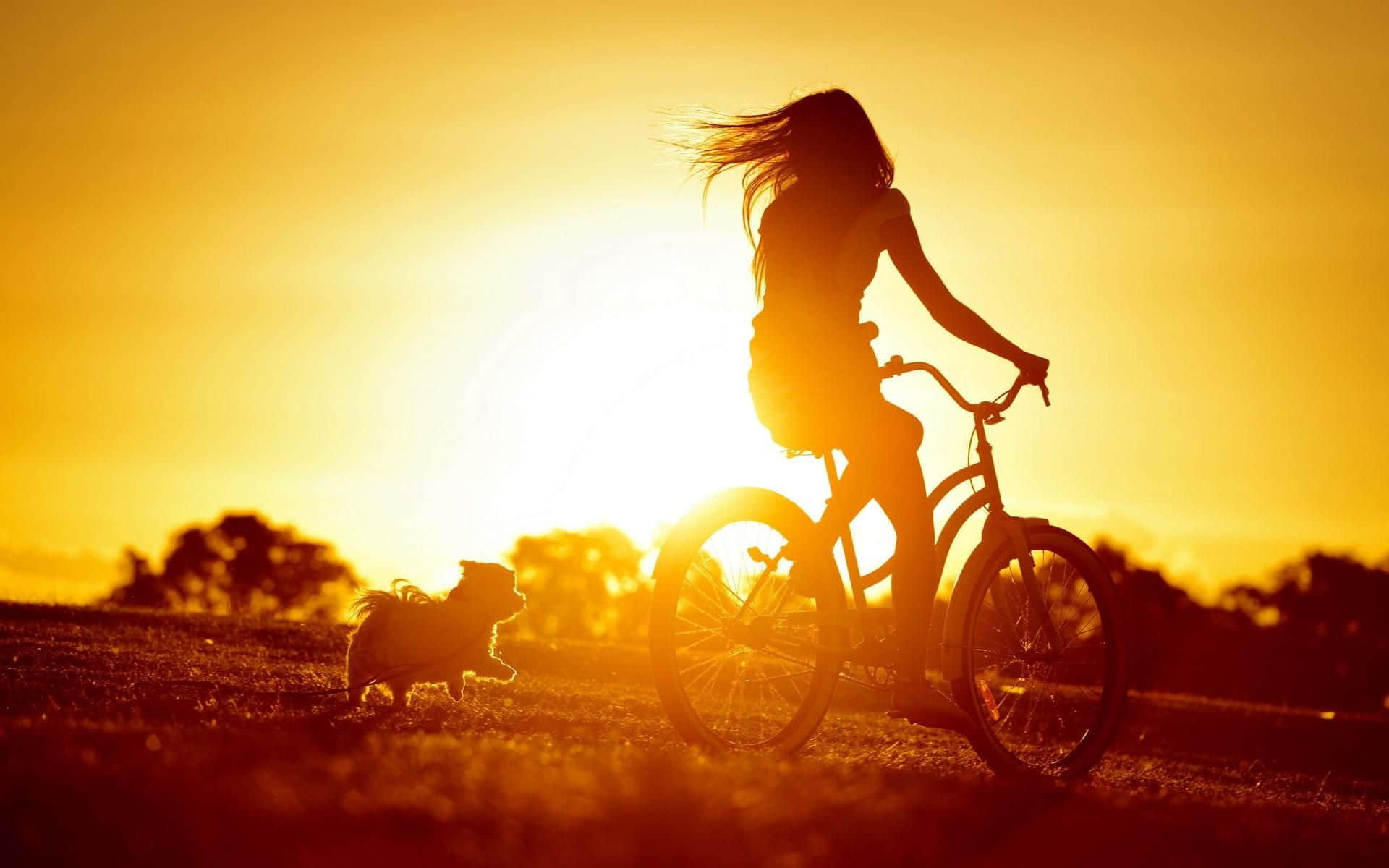 Contentment, golden sunset sky, woman, Full HD Desktop Wallpaper