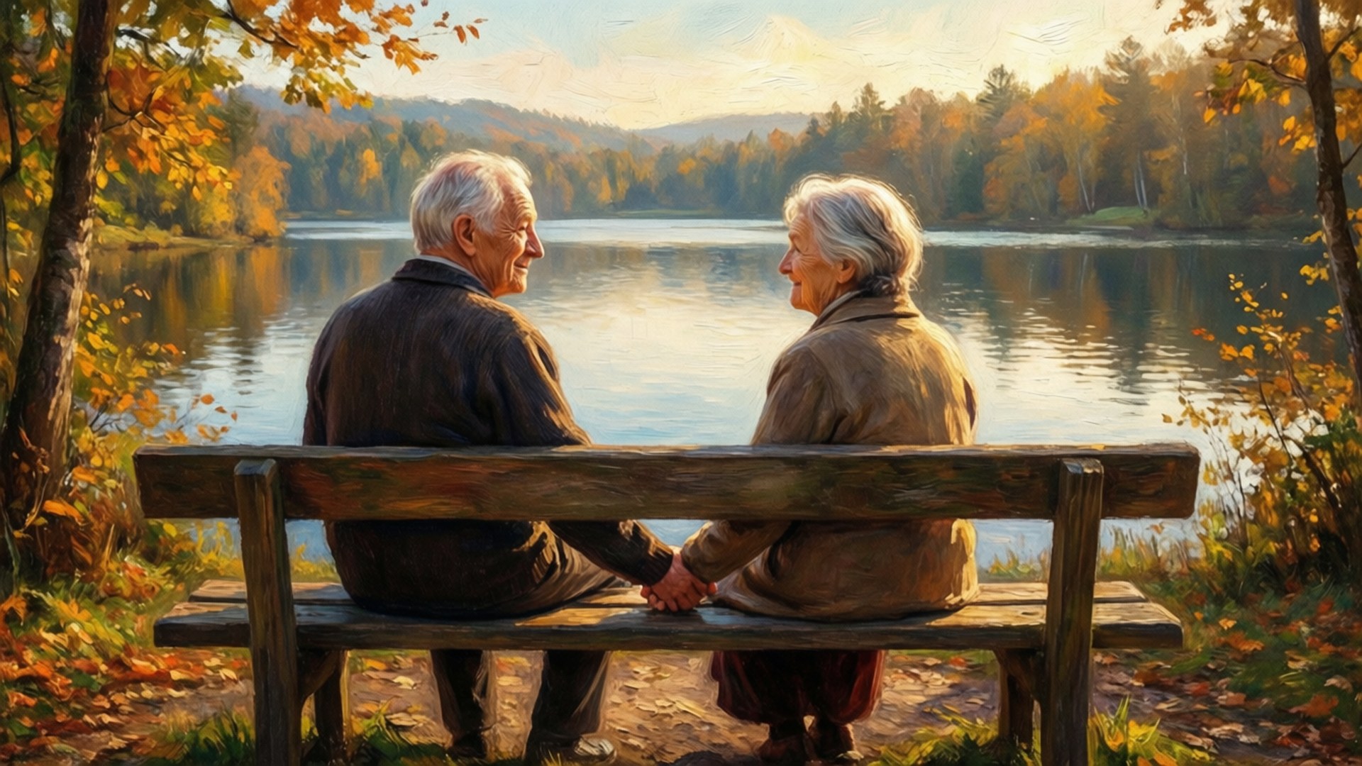 autumn lake love, lake, couple, Full HD Desktop Wallpaper