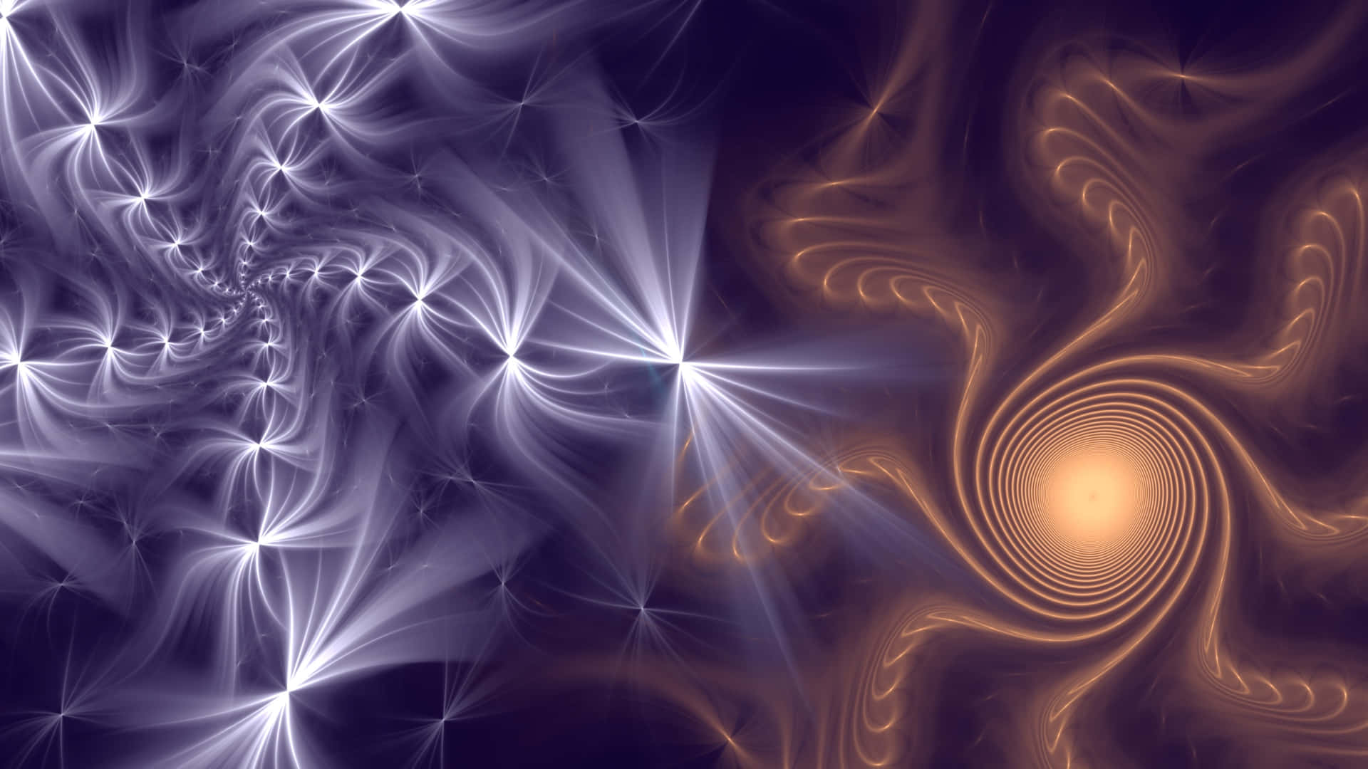 fractal artwork, swirling starburst patterns, cool blue, Full HD Desktop Wallpaper