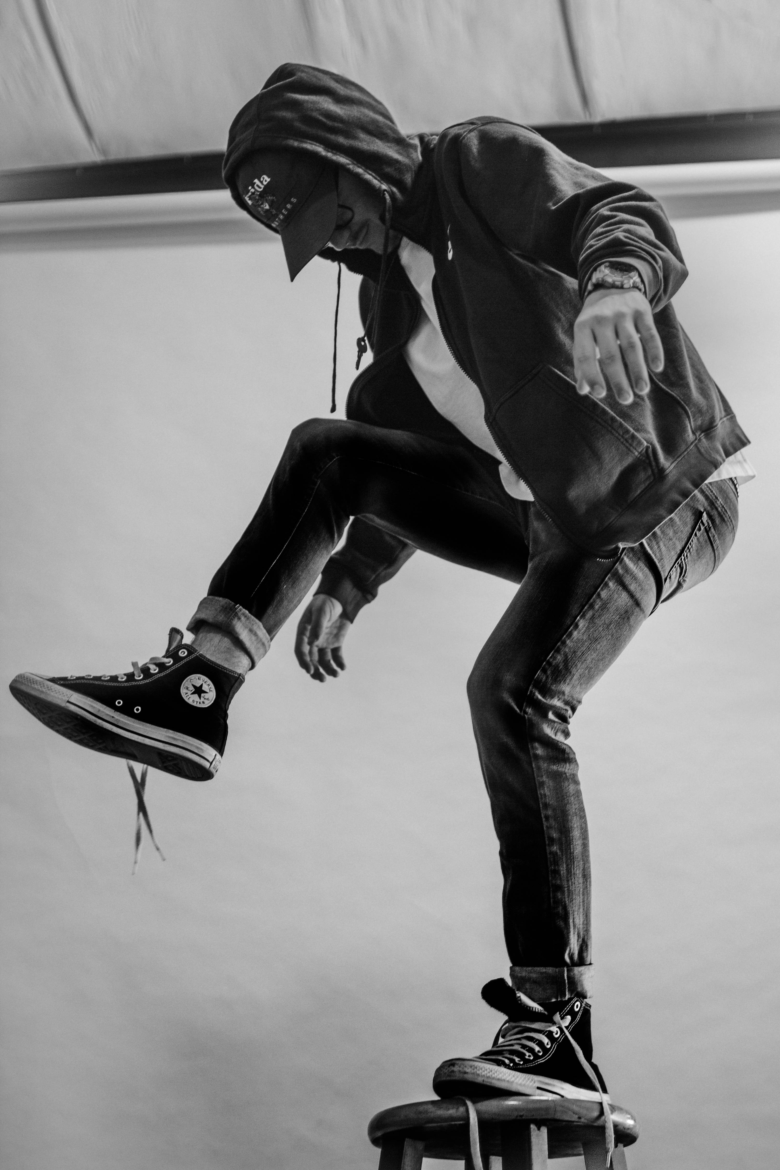 Converse, black and white, stool, 4K Phone Wallpaper