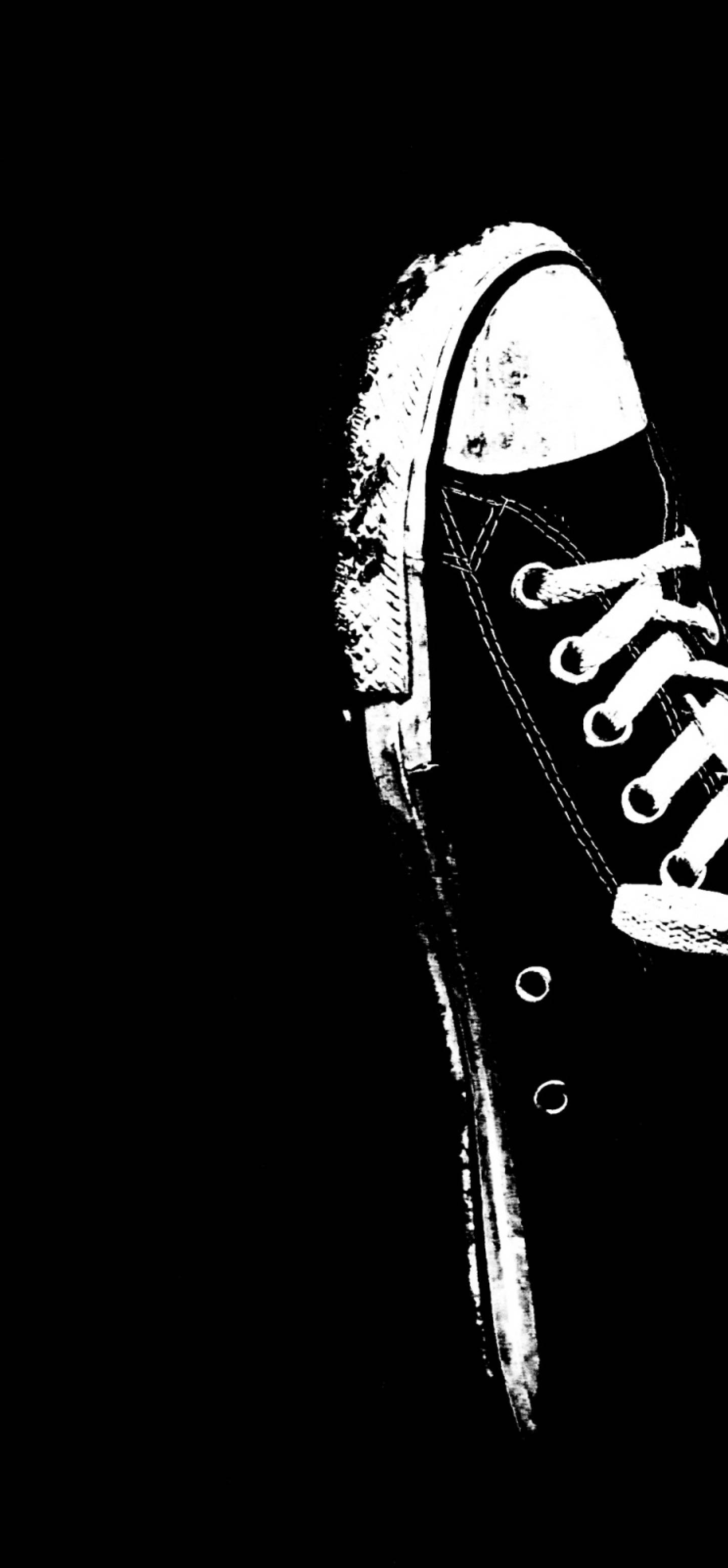 Converse, black and white, worn sneaker, 2K Phone Wallpaper