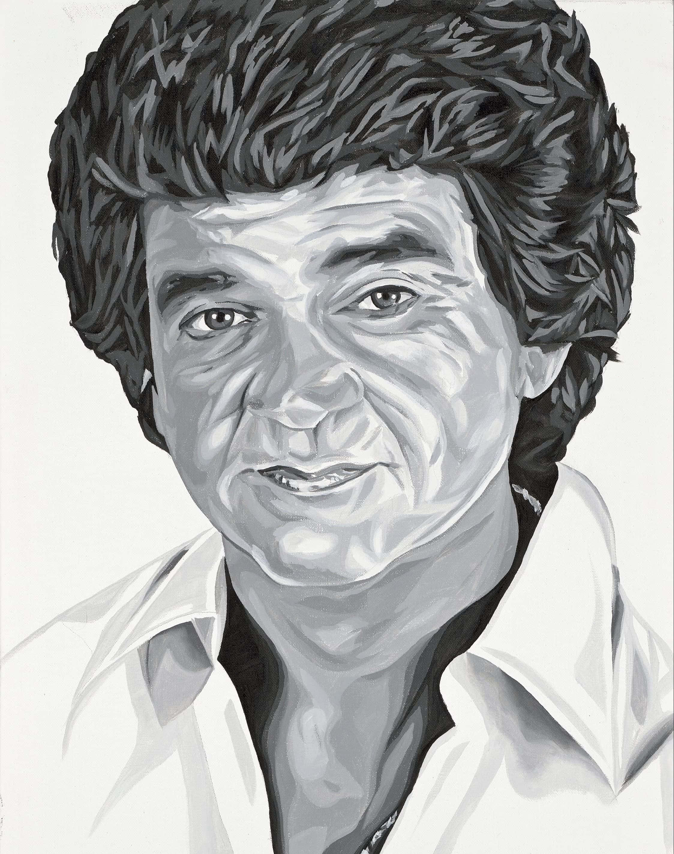 Conway Twitty, black and white portrait, curly hair, 2K Phone Wallpaper