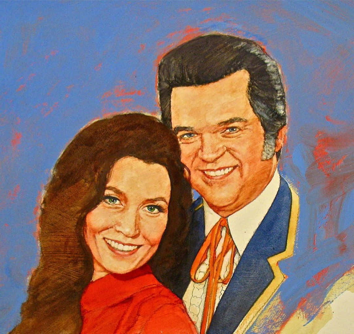 Conway Twitty, female companion, 1970s-style painted portrait, SD Desktop Wallpaper