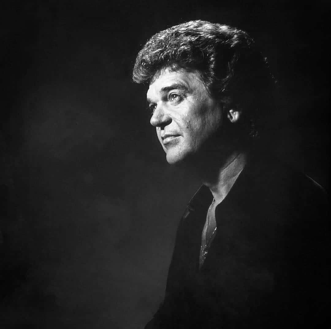 Conway Twitty, black and white portrait, curly hair, SD Desktop Wallpaper