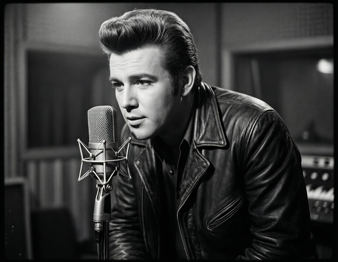 Conway Twitty, vintage recording studio, rockabilly era, SD Desktop Wallpaper