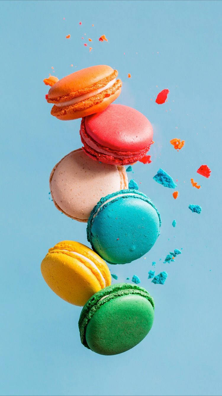Cookie iPhone, blue, macaroons, HD Phone Wallpaper
