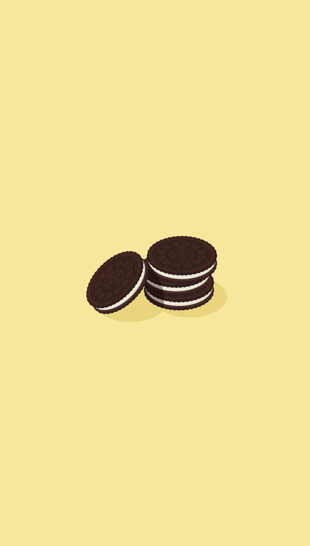 Yellow Cookie iPhone, chocolate sandwich cookies, white cream filling, HD Phone Wallpaper