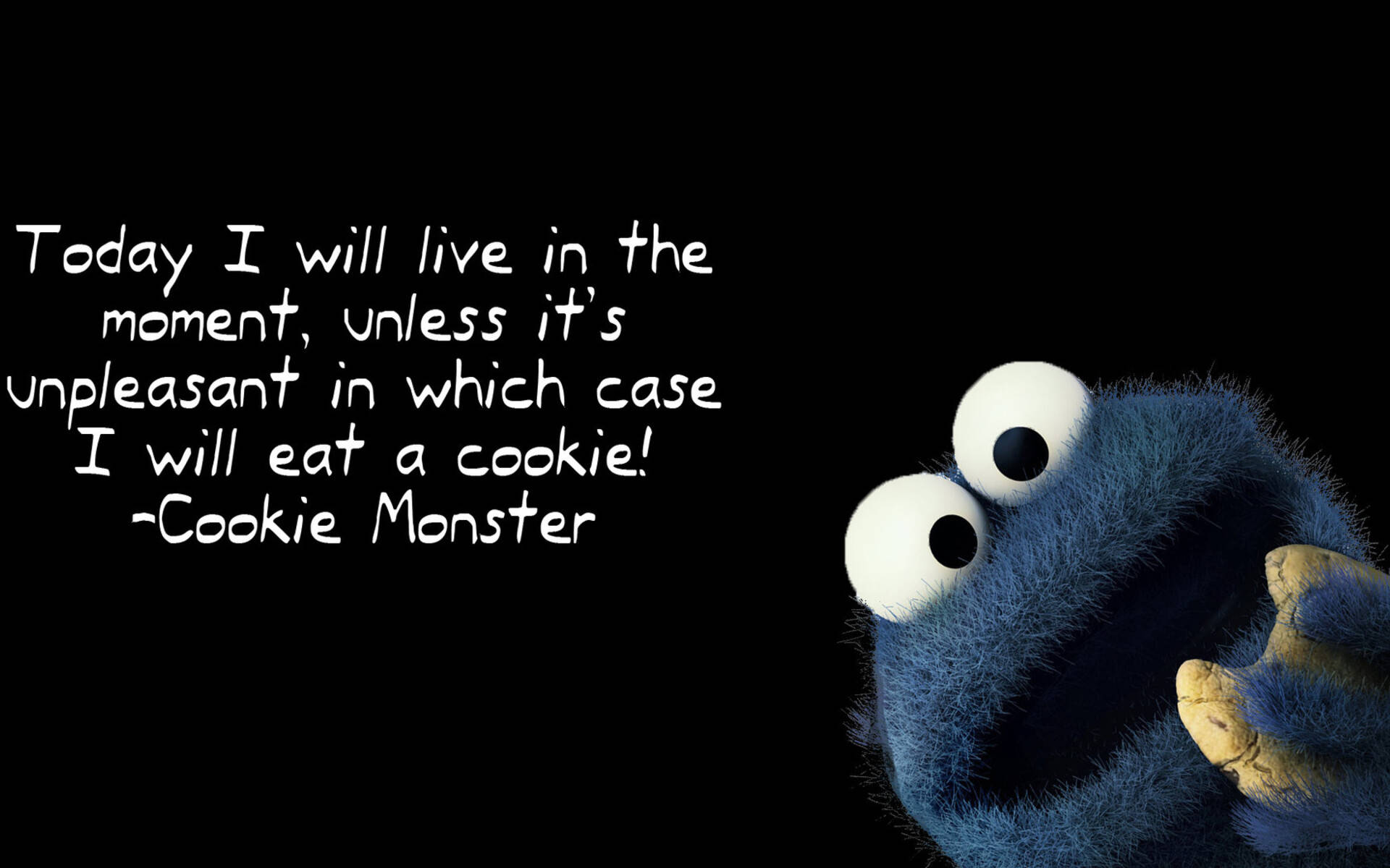 Cookie Monster, cookie, humorous quote, Full HD Desktop Wallpaper