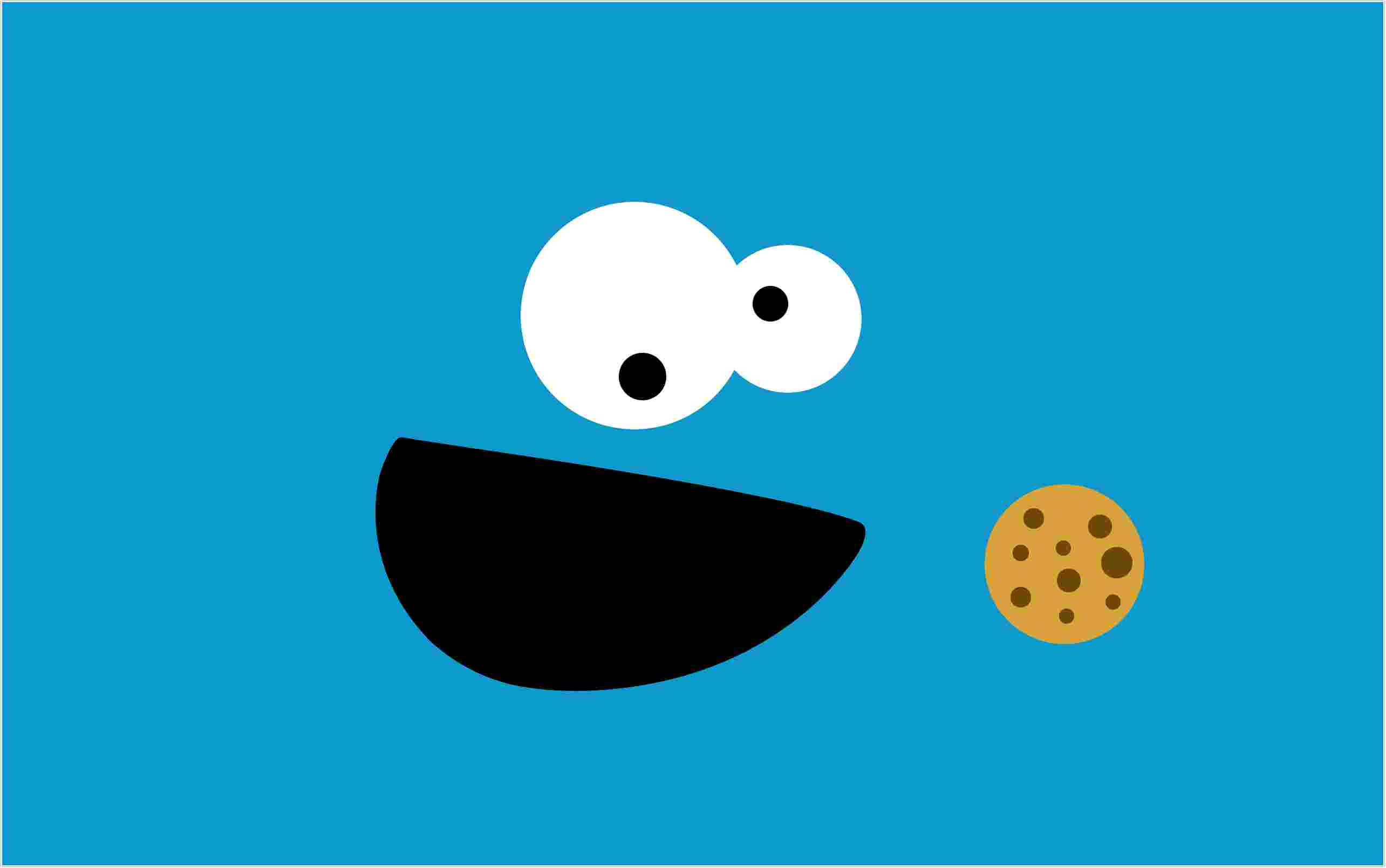 Cookie Monster, blue monster, big white eyes, 2K Desktop Wallpaper