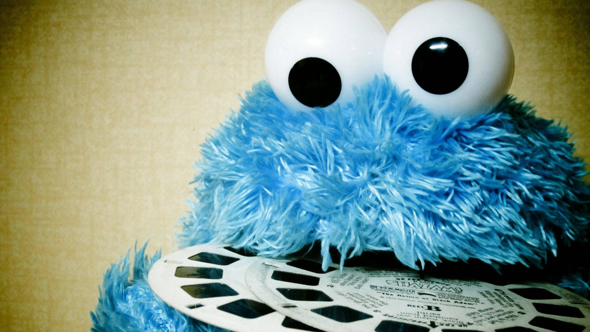 Cookie Monster, blue furry, puppet, Full HD Desktop Wallpaper