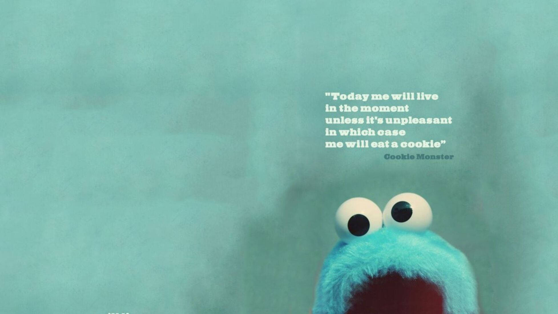 Cookie Monster, blue furry, wide eyes, Full HD Desktop Wallpaper