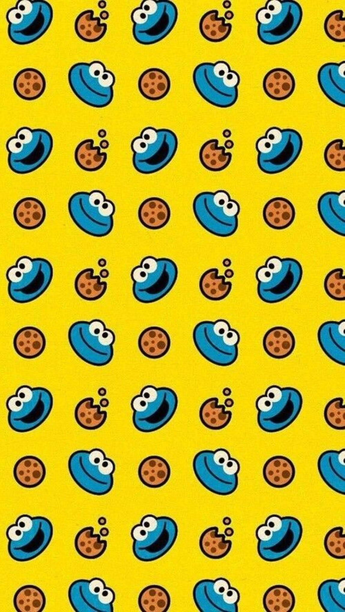 Cookie Monster, cookie pattern, blue cookie monster faces, Full HD Phone Wallpaper