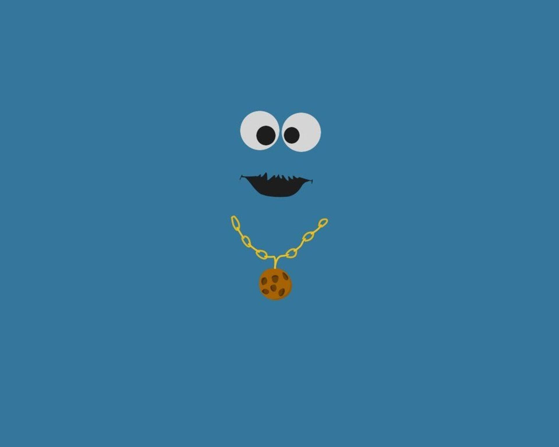 Cookie Monster, necklace, minimalist illustration, Full HD Desktop Wallpaper
