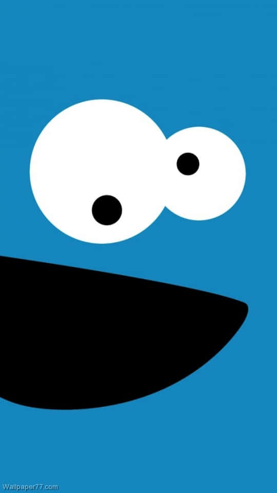 Cookie Monster, blue background, white-eyed, SD Phone Wallpaper
