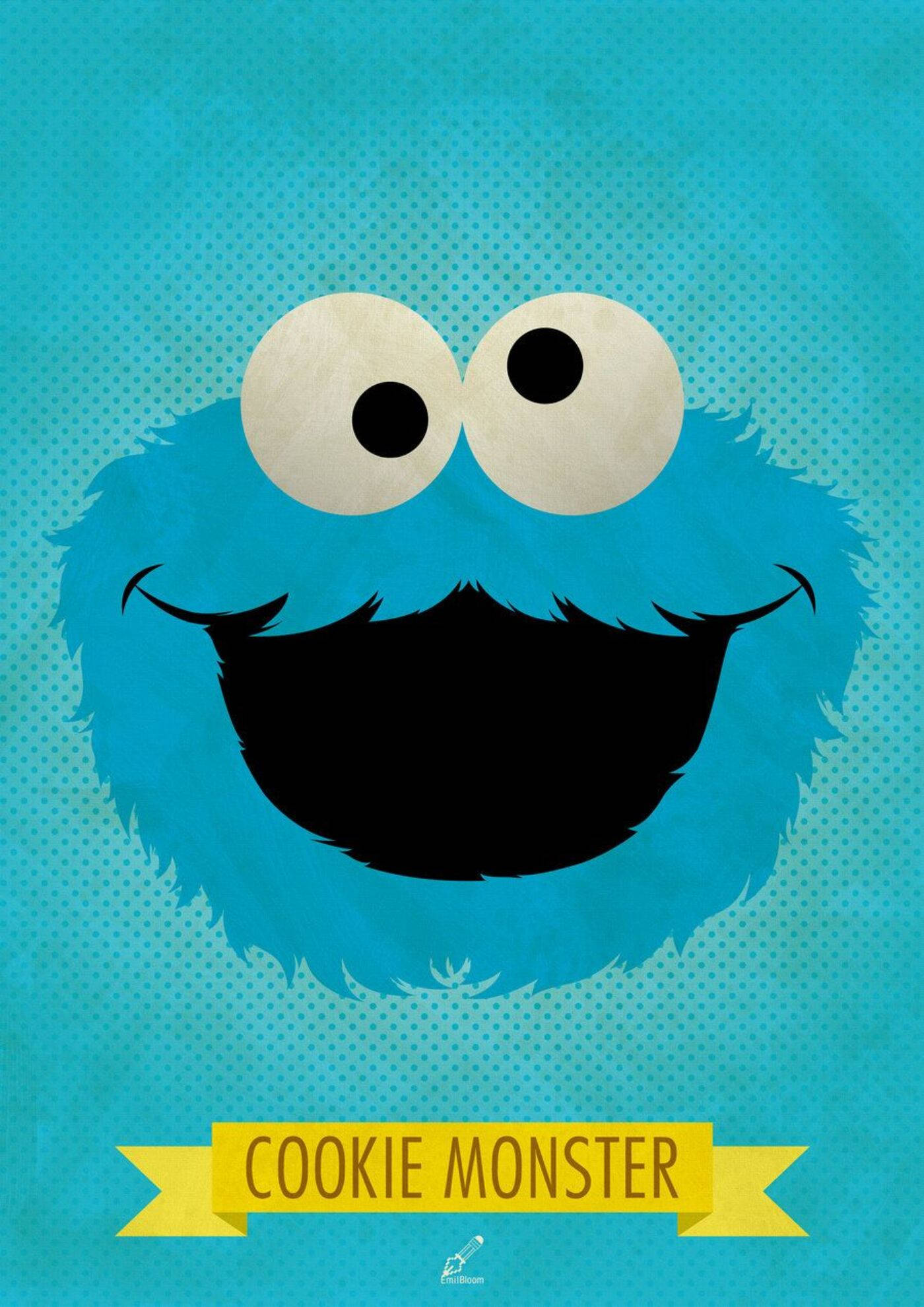 Cookie Monster, light blue, big eyes, Full HD Phone Wallpaper