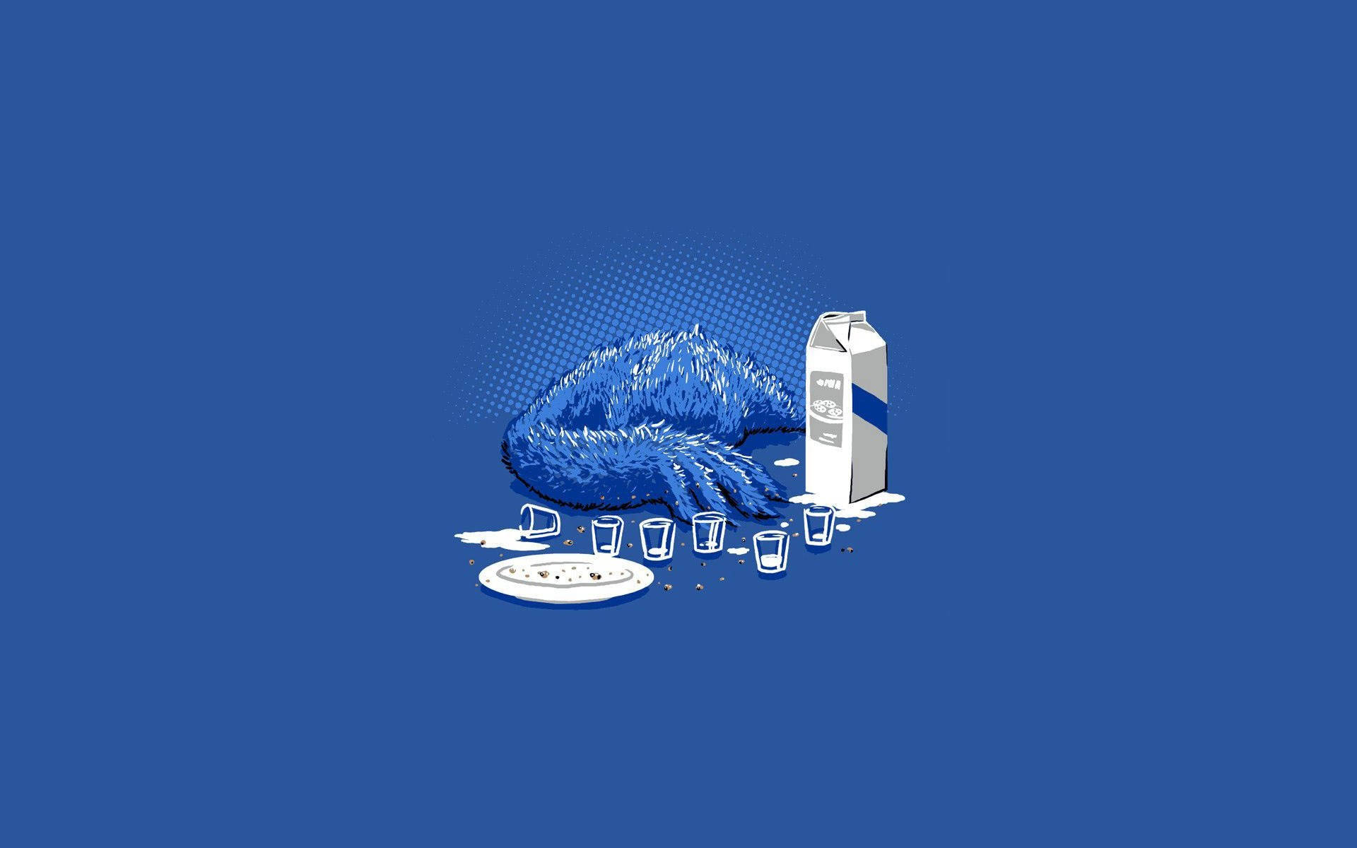 Cookie Monster, blue furry hand, milk carton, Full HD Desktop Wallpaper