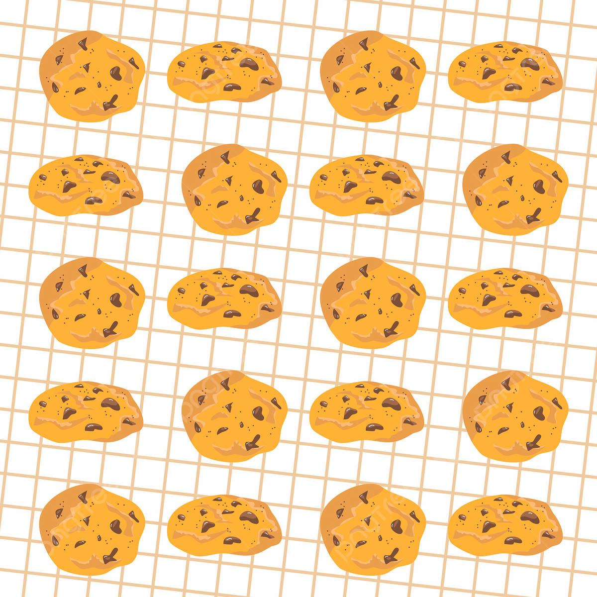golden chocolate chip cookies, light beige cooling rack, white background, SD Desktop Wallpaper
