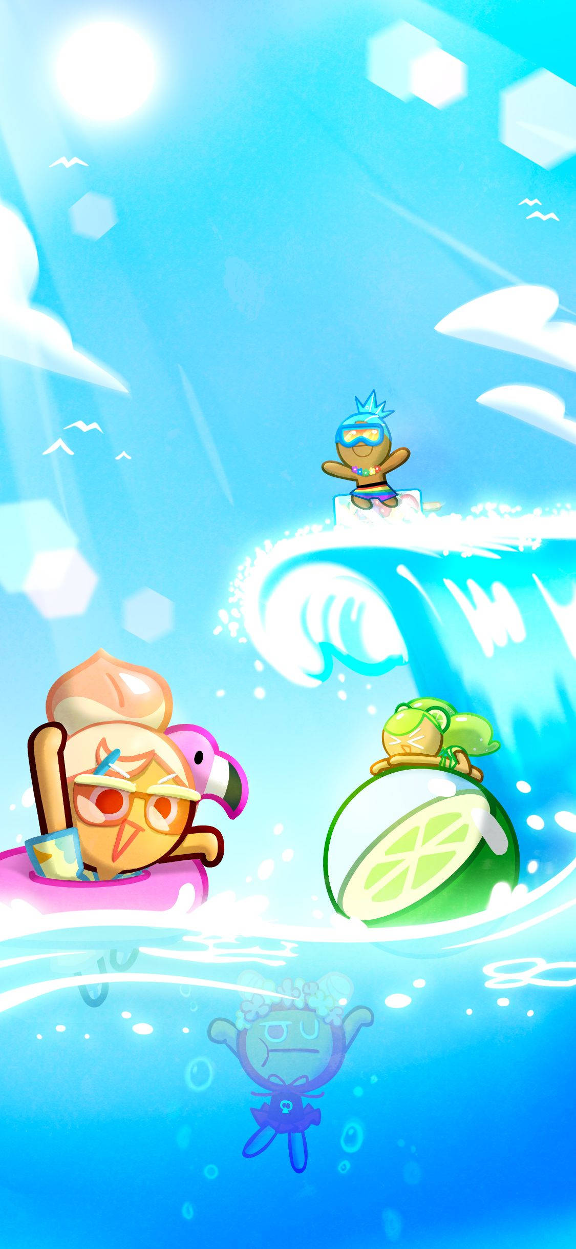 Cookie Run Kingdom, cartoon cookie characters, ocean waves, Full HD Phone Wallpaper