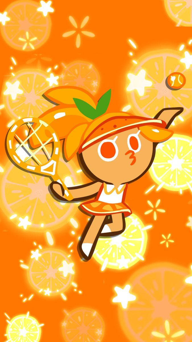 Cookie Run Kingdom, orange cookie character, tennis outfit, SD Phone Wallpaper
