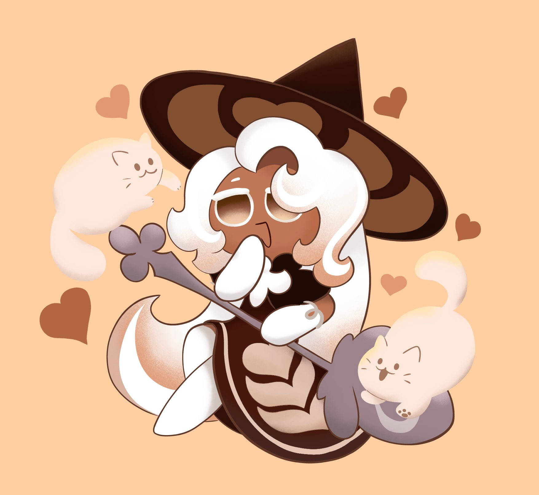 Cartoon Cookie Run Character, white hair, brown hat, HD Desktop Wallpaper