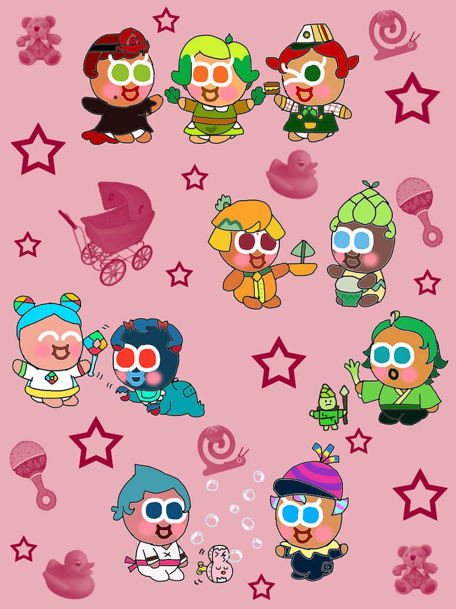 Cookie Run, baby cookies, chibi-style cartoon characters, Full HD Phone Wallpaper
