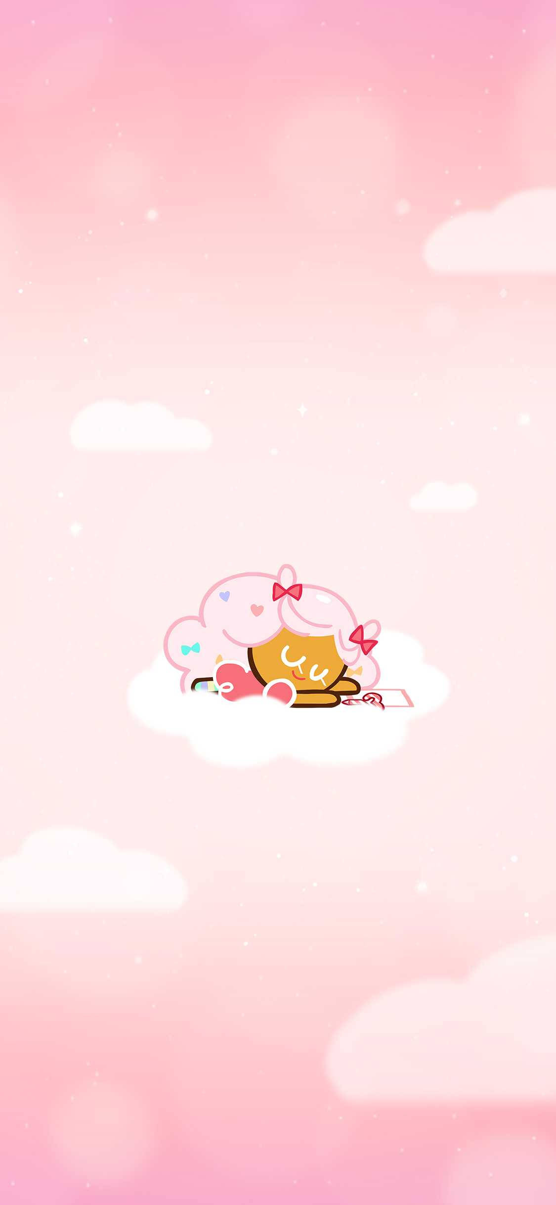 Cookie Run, cute pink clouds, fluffy cloud, Full HD Phone Wallpaper
