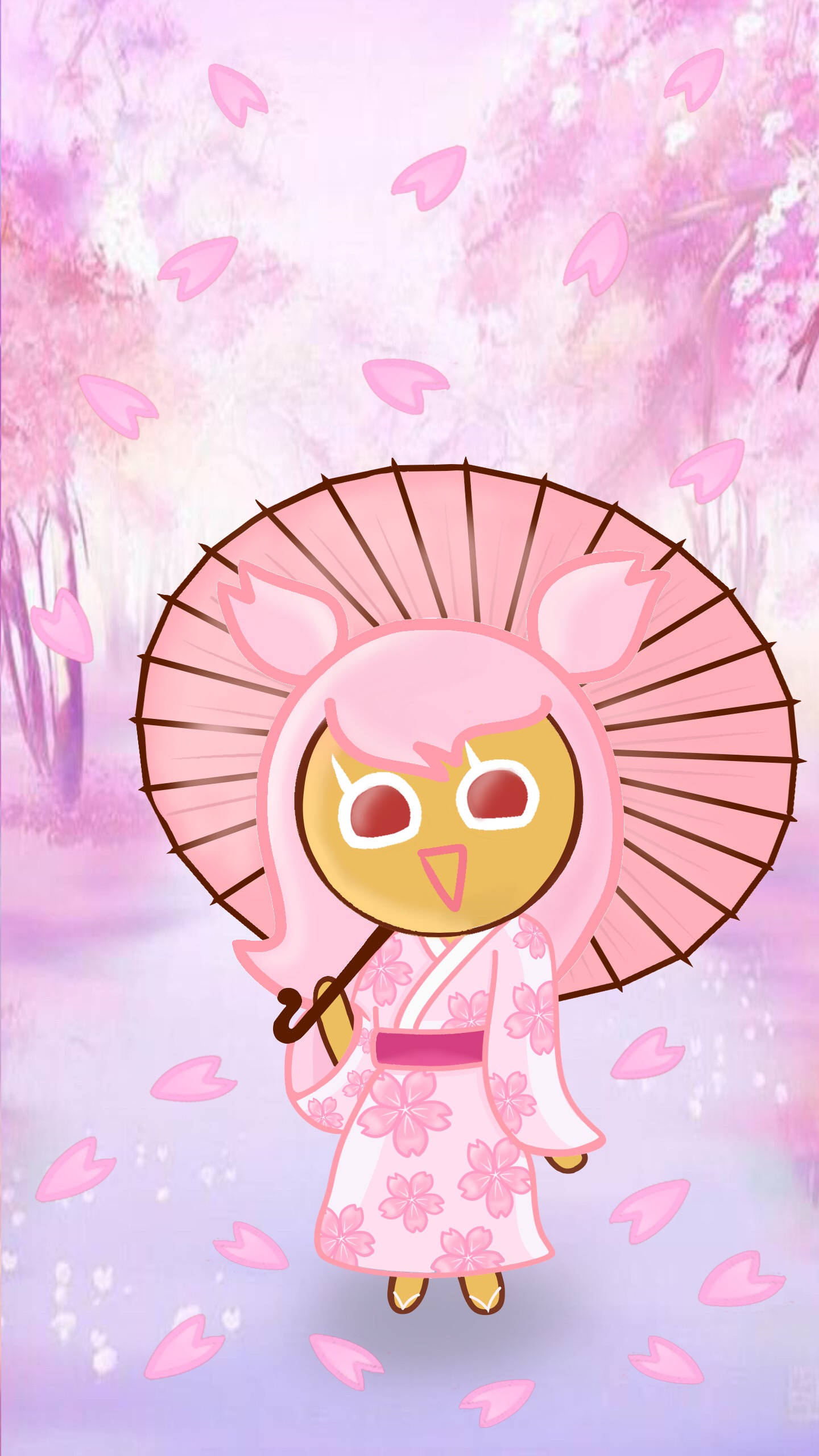 Cookie Run, cherry blossom kimono, pink kimono, 2K Phone Wallpaper