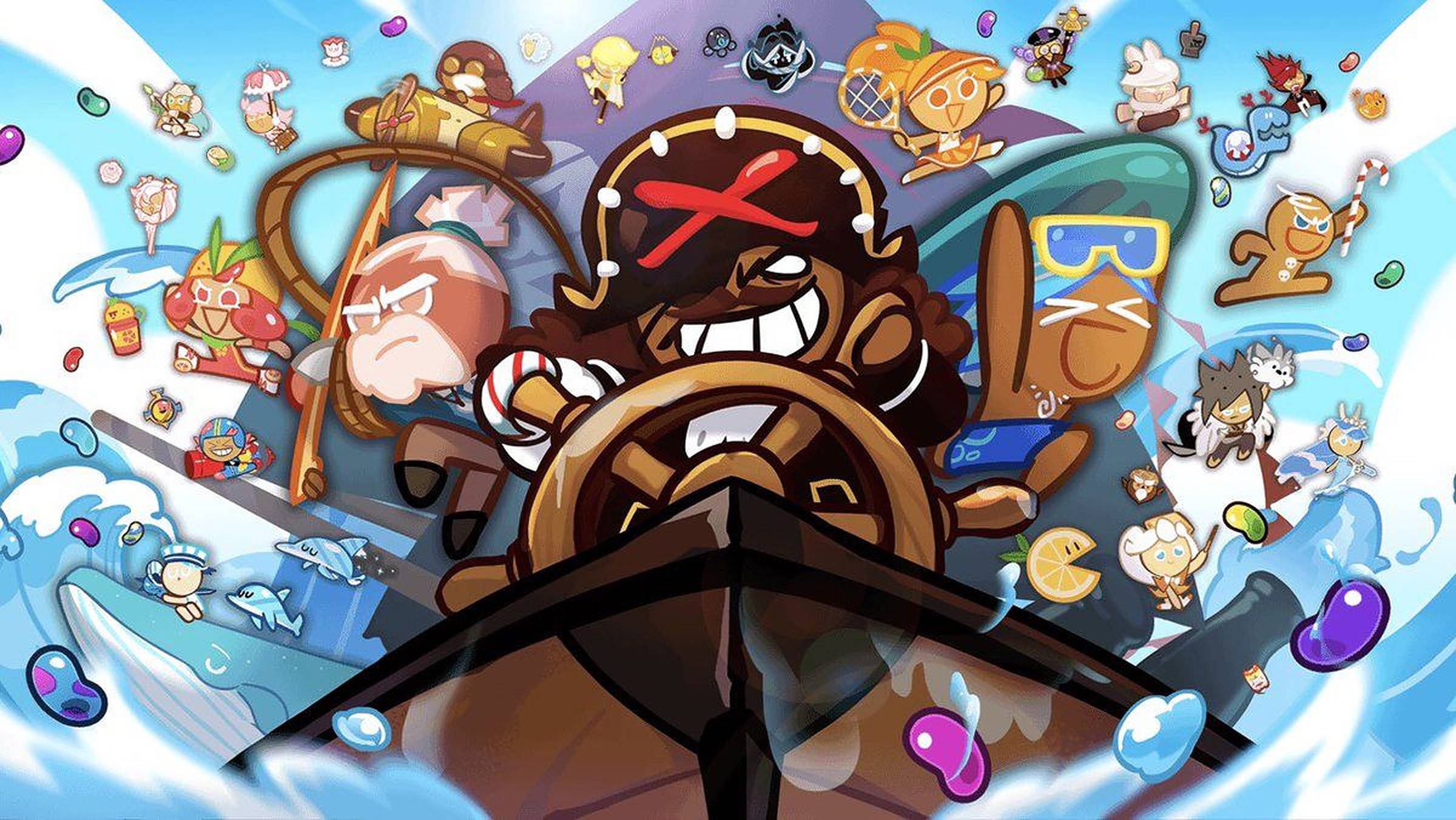 Cookie Run, pirate ship, red X on his hat, Full HD Desktop Wallpaper