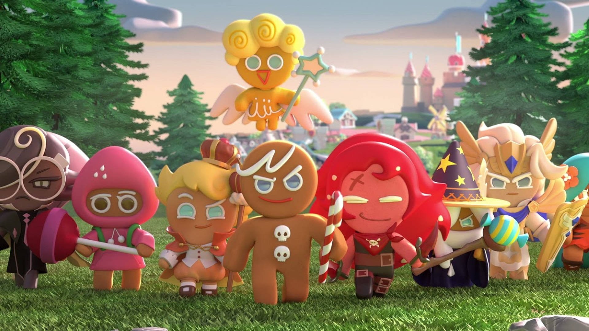 Cookie Run, 3D Art, stylized cookie characters, Full HD Desktop Wallpaper