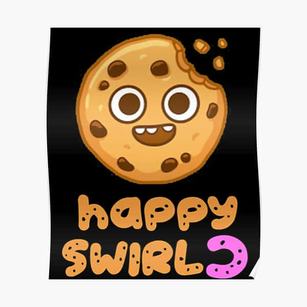 Cookie Run, happy swirl, black background, SD Desktop Wallpaper