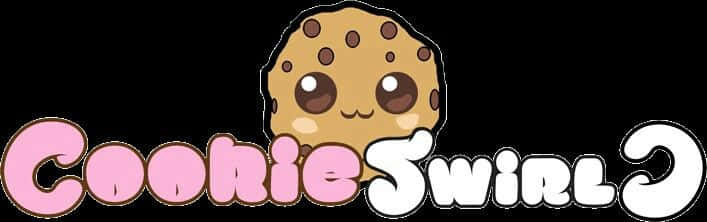 Cookie Swirl C, pink and white text, cartoon chocolate chip cookie, SD Desktop Wallpaper
