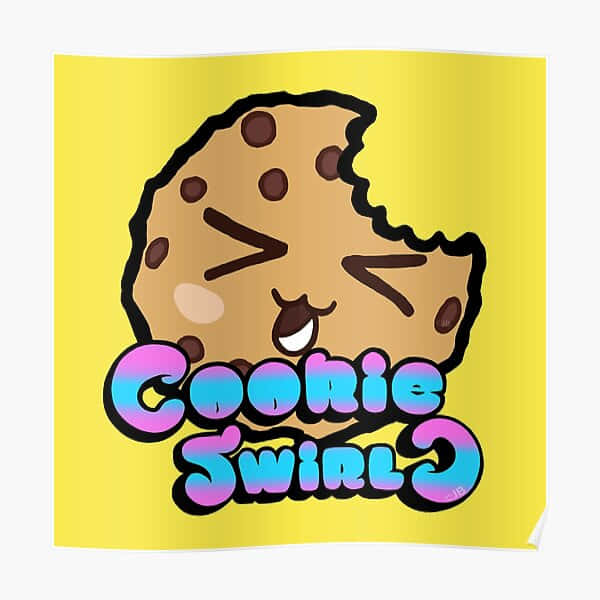Cookie Swirl C, colorful gradient text, bright yellow background, SD Desktop Wallpaper