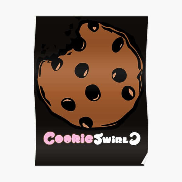 Cookie Swirl C, chocolate chip cookie, bold black outlines, SD Desktop Wallpaper