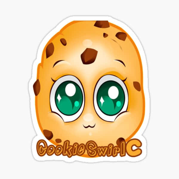 Cookie Swirl C, cartoon chocolate chip cookie, big green eyes, SD Desktop Wallpaper
