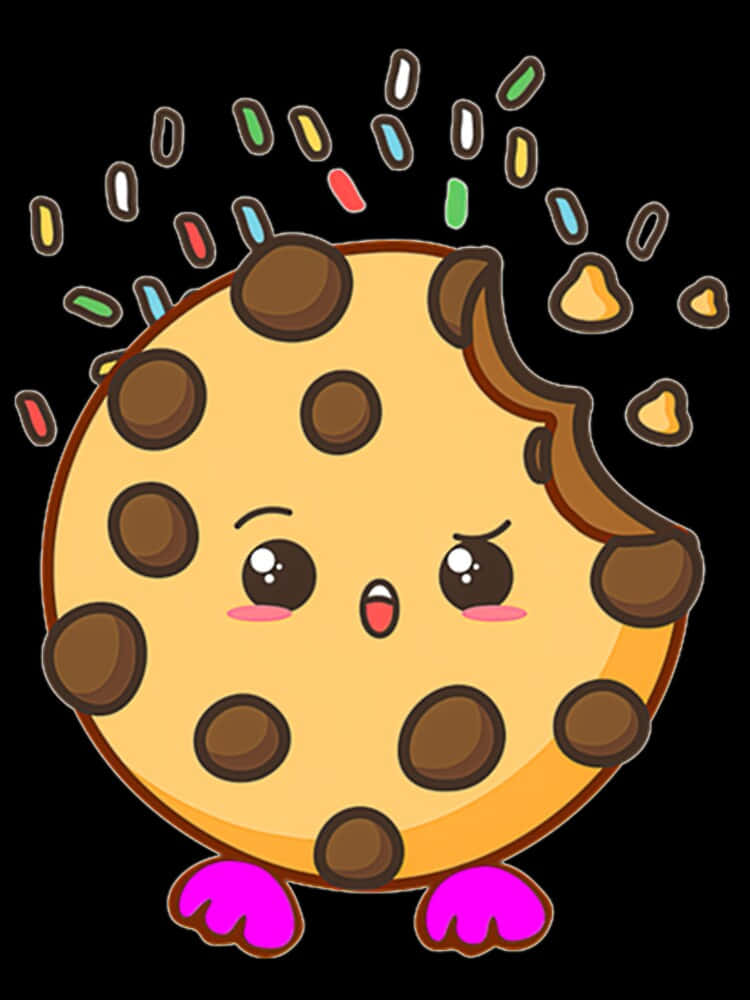 Cookie Swirl C, cartoon chocolate chip cookie, pink feet, SD Phone Wallpaper
