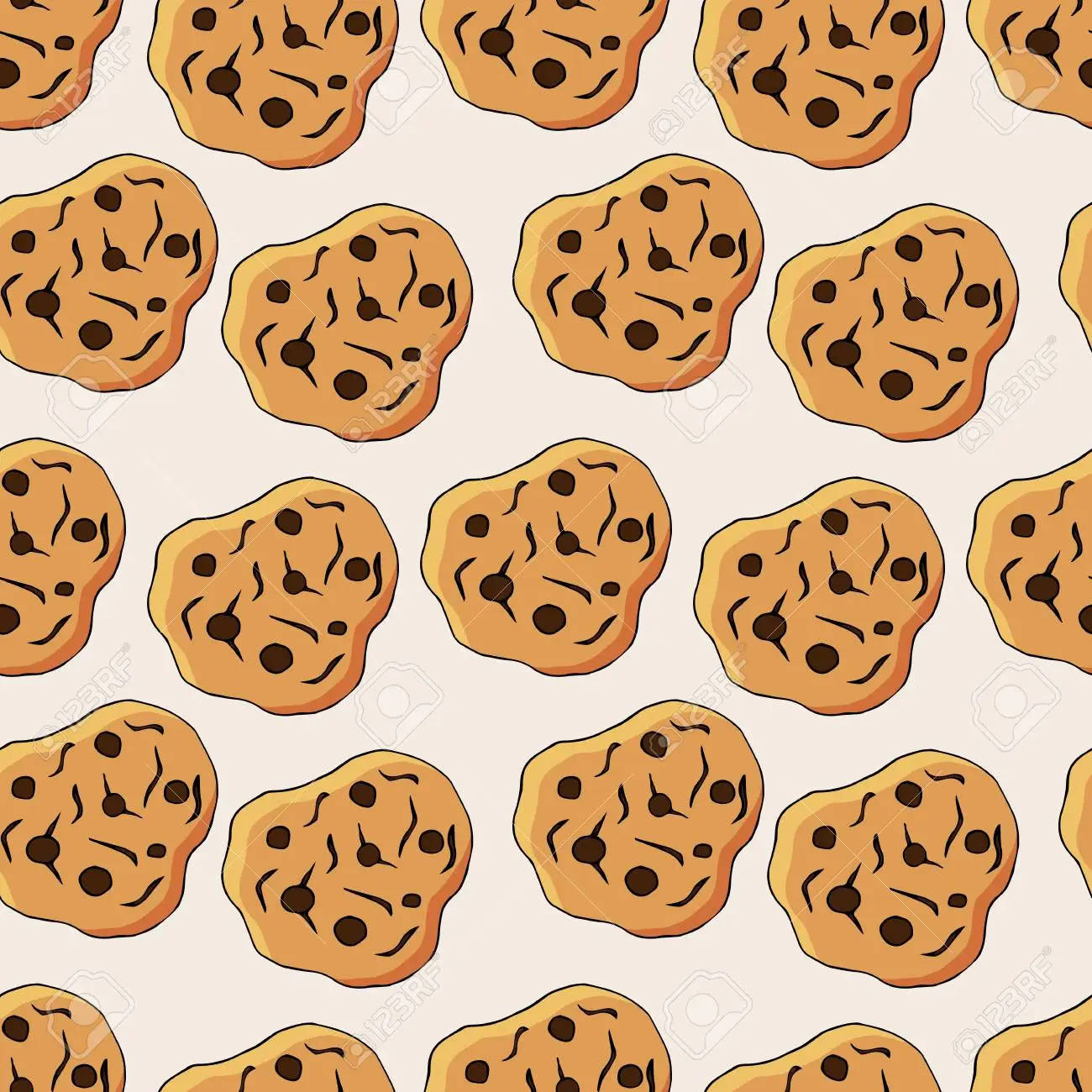 cartoon cookie, golden-brown chocolate chip cookies, dark chips, HD Desktop Wallpaper