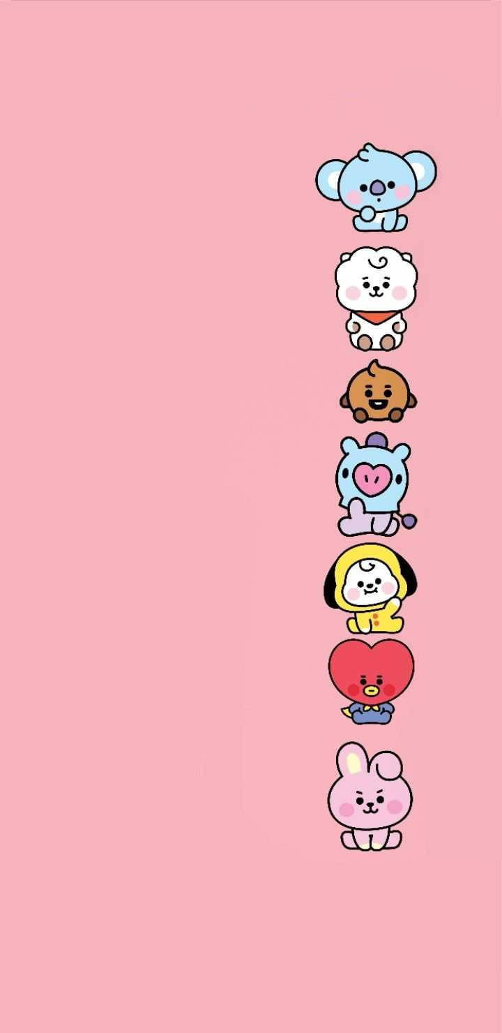 Cooky Bt21, BT21, pink background, HD Phone Wallpaper