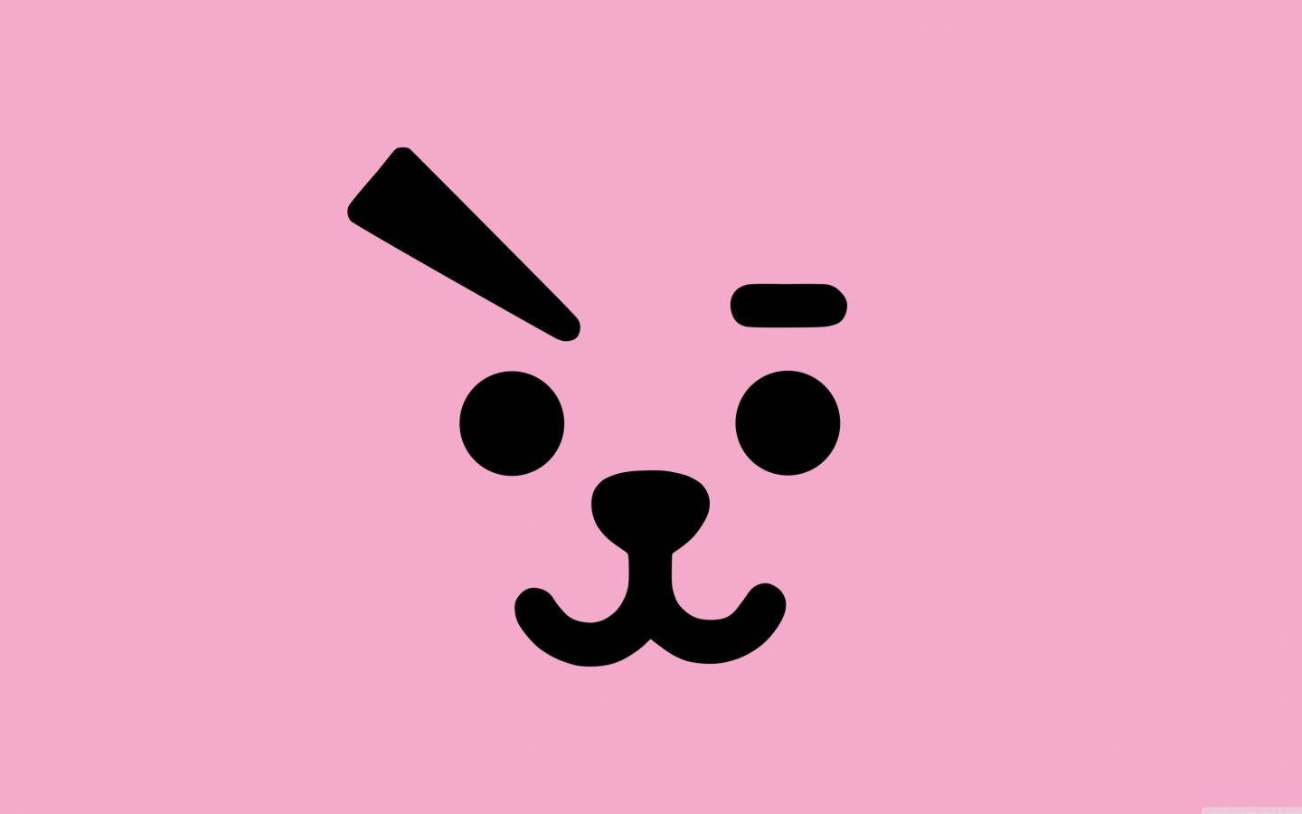 Cooky Bt21, black cartoon dog face, one raised eyebrow, HD Desktop Wallpaper