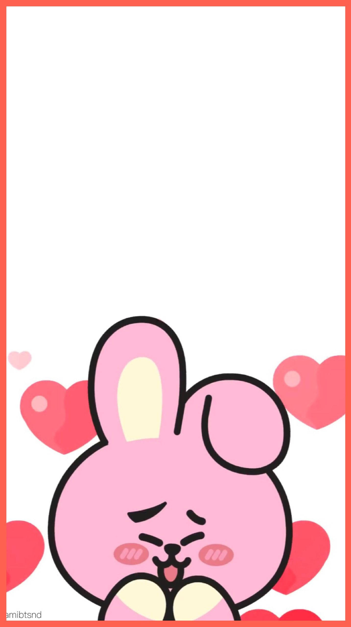 Cooky BT21, pink cartoon bunny, closed eyes, Full HD Phone Wallpaper