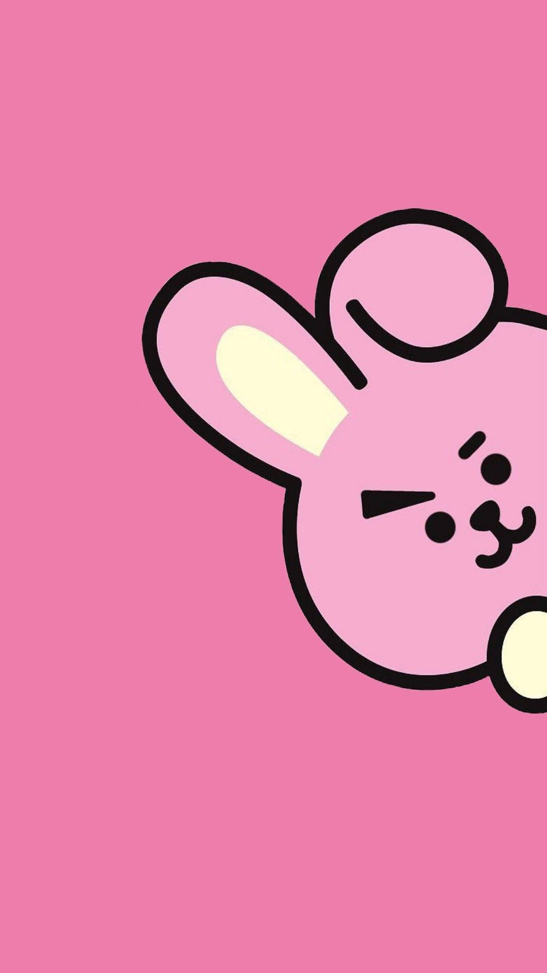 Cooky Bt21, pink cartoon rabbit, winking eye, Full HD Phone Wallpaper