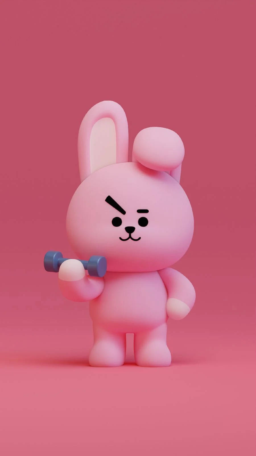 Cooky Bt21, pink cartoon rabbit, angry expression, HD Phone Wallpaper